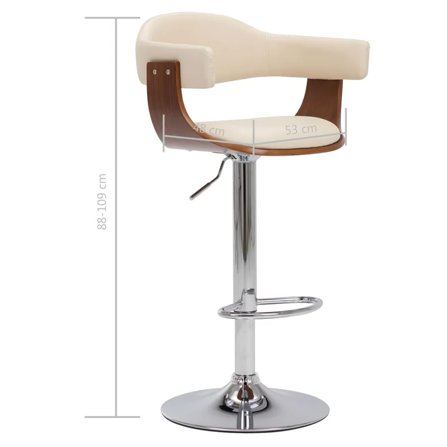 Tabourets de bar lot de 2 crème bois courbé et similicuir - 9