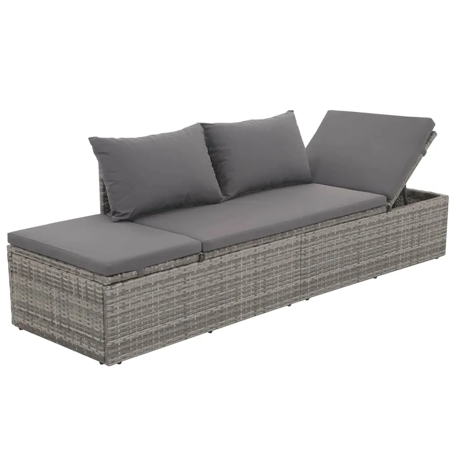 Lit de jardin Gris 195x60 cm Résine tressée - 5