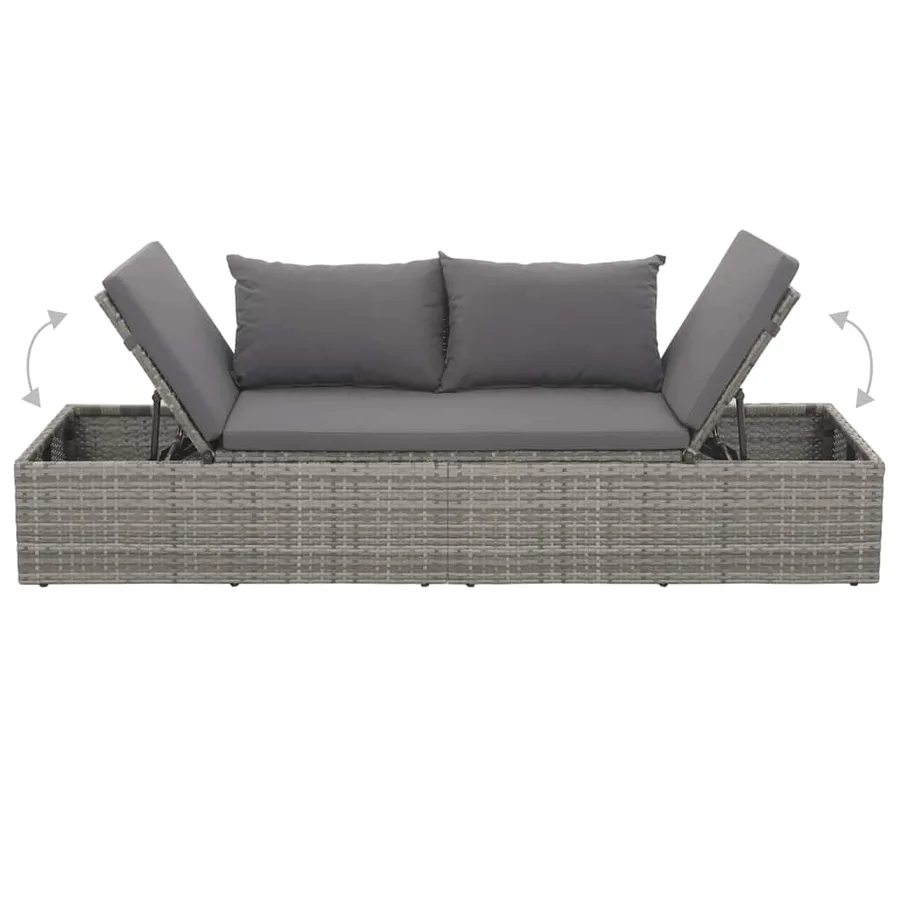 Lit de jardin Gris 195x60 cm Résine tressée - 6