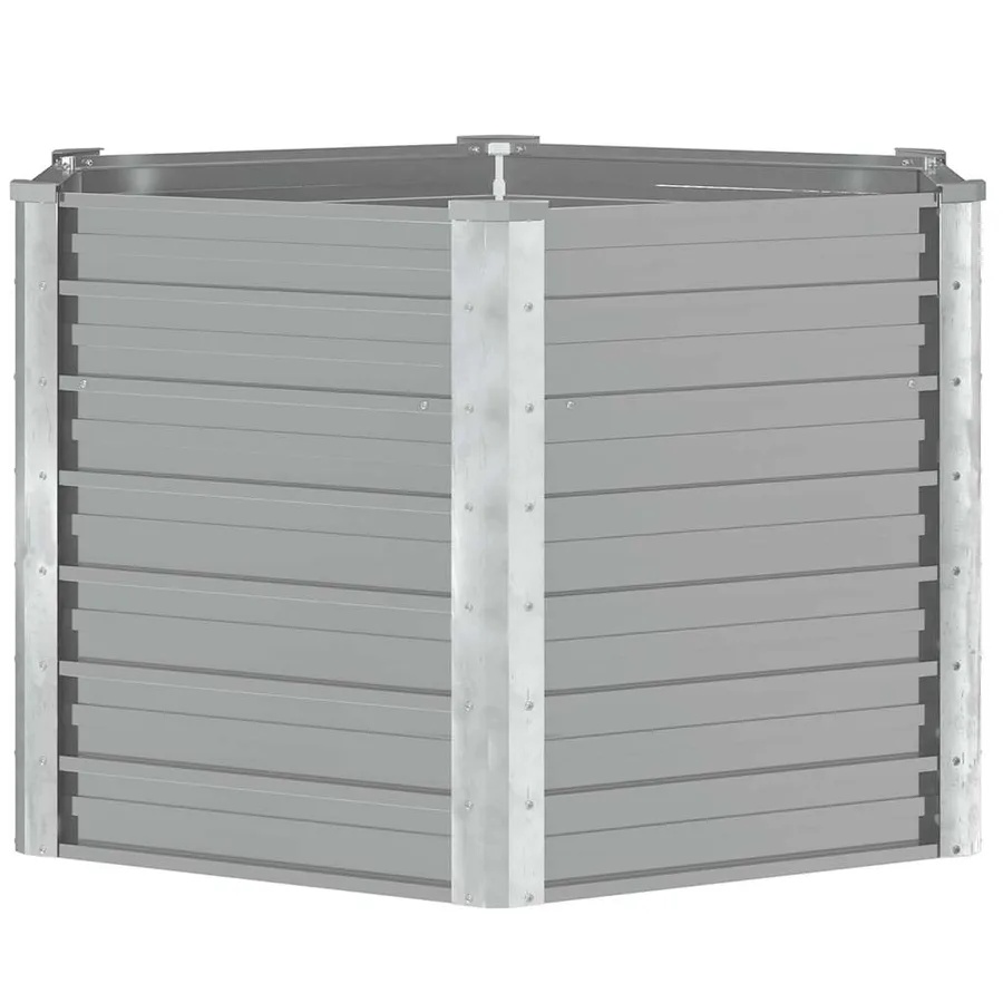 Lit surélevé de jardin Acier galvanisé 129x129x77 cm Gris - 4