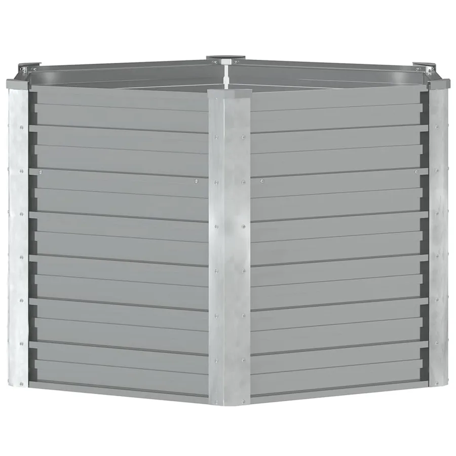 Lit surélevé de jardin Acier galvanisé 129x129x77 cm Gris - 5