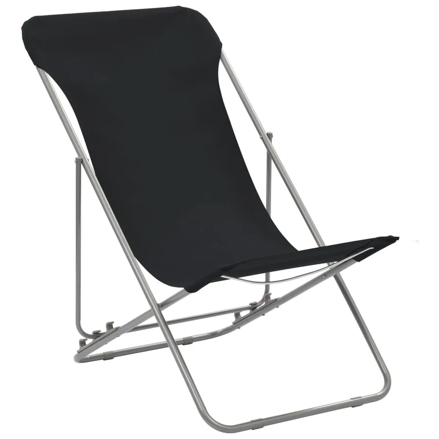 Chaises de plage pliables lot de 2 Acier et tissu oxford Noir - 2