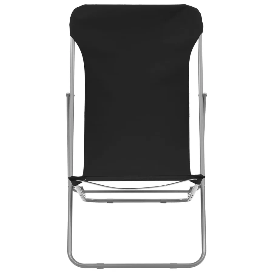 Chaises de plage pliables lot de 2 Acier et tissu oxford Noir - 3