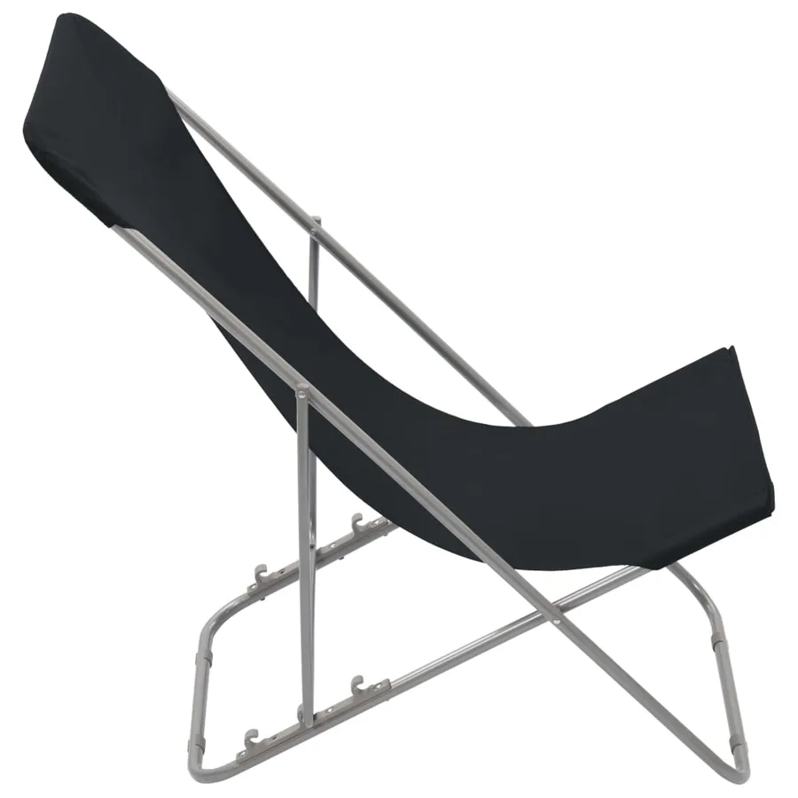 Chaises de plage pliables lot de 2 Acier et tissu oxford Noir - 4