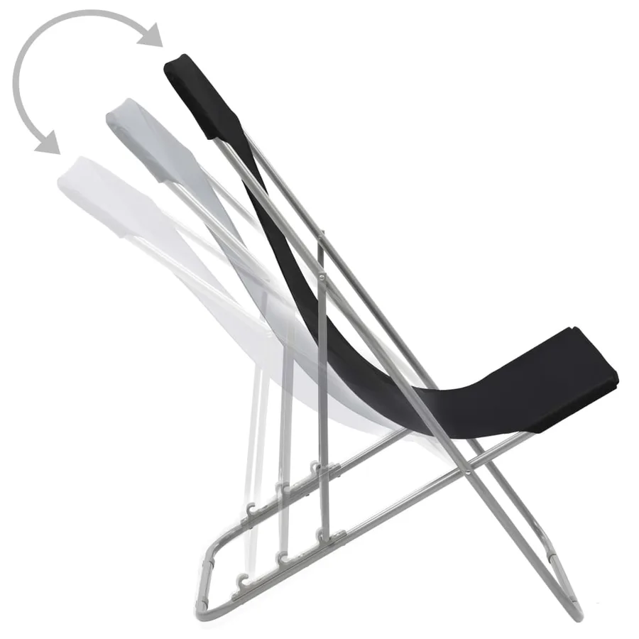 Chaises de plage pliables lot de 2 Acier et tissu oxford Noir - 5