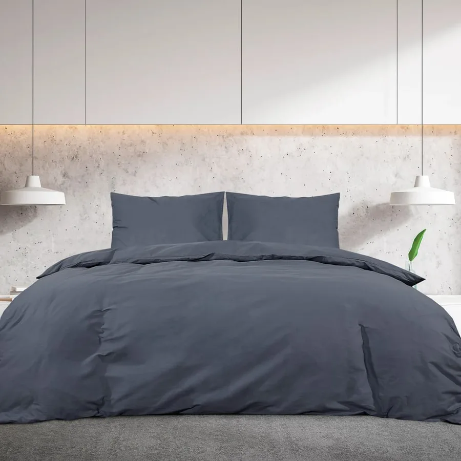 Ensemble de housse de couette Anthracite 135x200 cm Coton - 3
