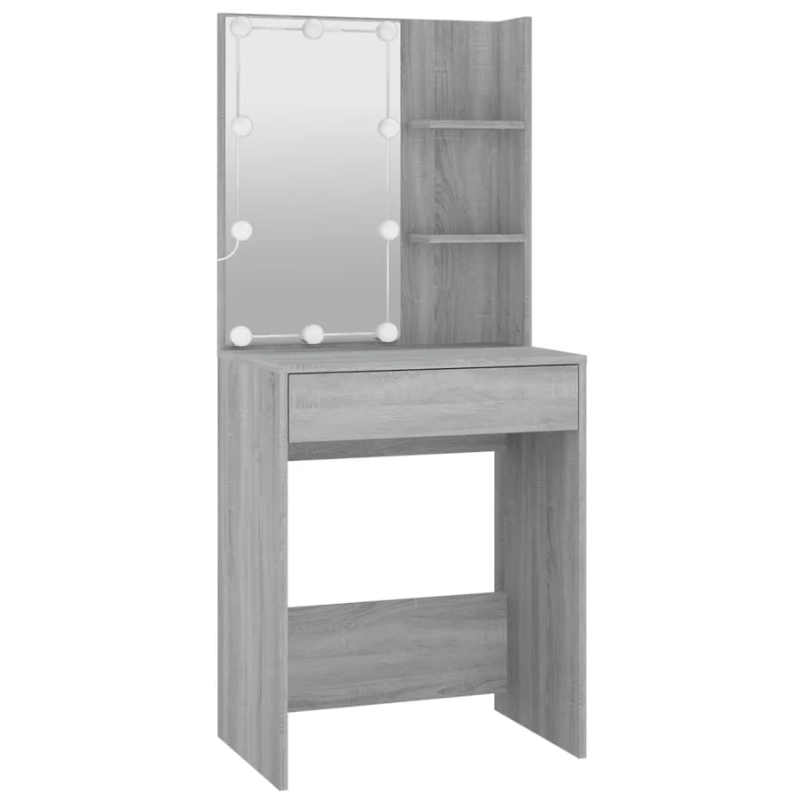 Ensemble de coiffeuse avec LED Sonoma gris Bois d'ingénierie - 8