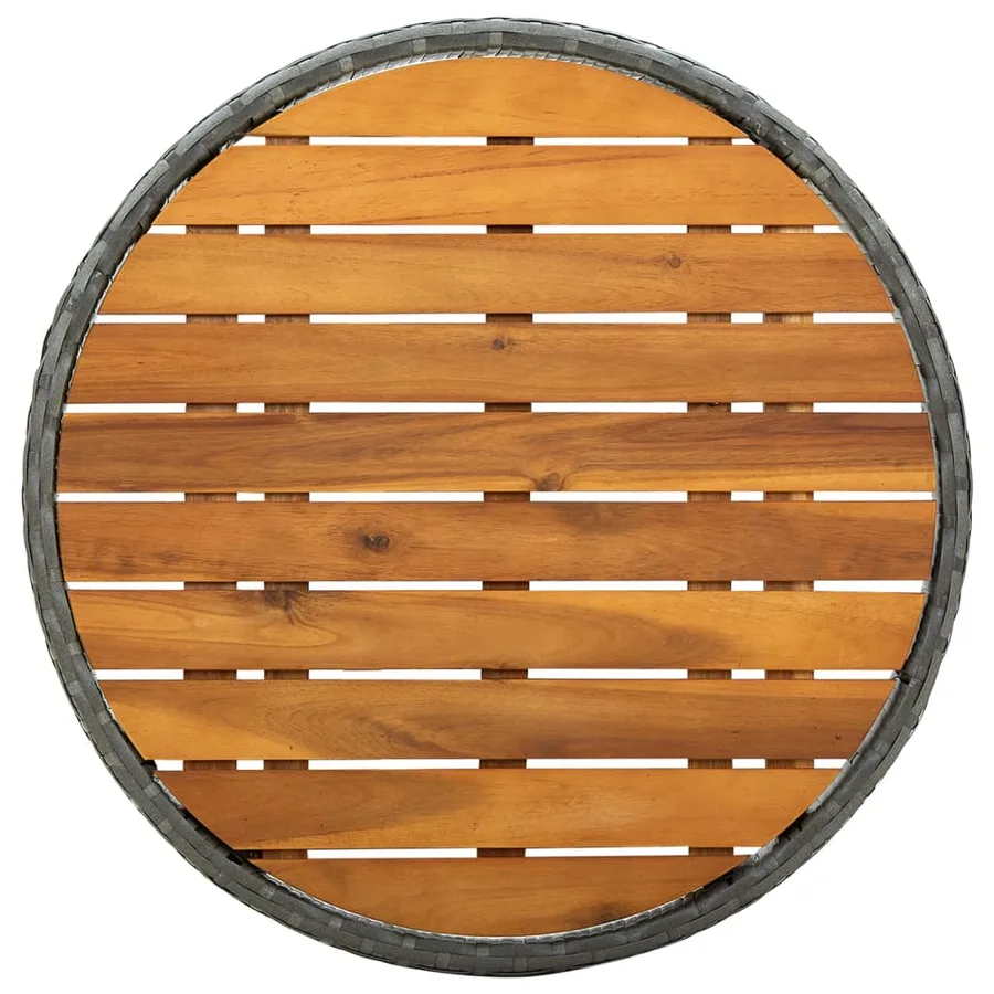 Table à thé Gris 60 cm Résine tressée et bois d'acacia solide - 4
