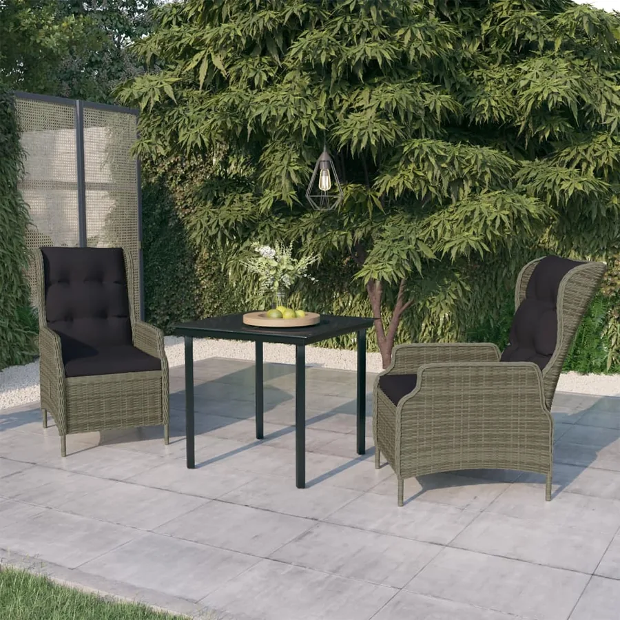Ensemble à manger de jardin 3 pcs Marron