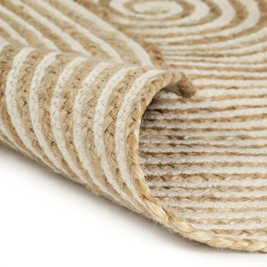 Tapis fait à la main Jute avec design de spirale Blanc 120 cm - 2