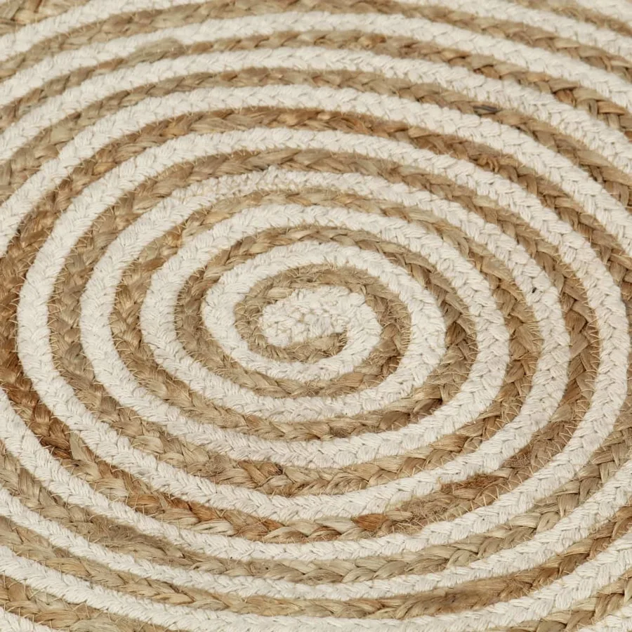 Tapis fait à la main Jute avec design de spirale Blanc 120 cm - 4