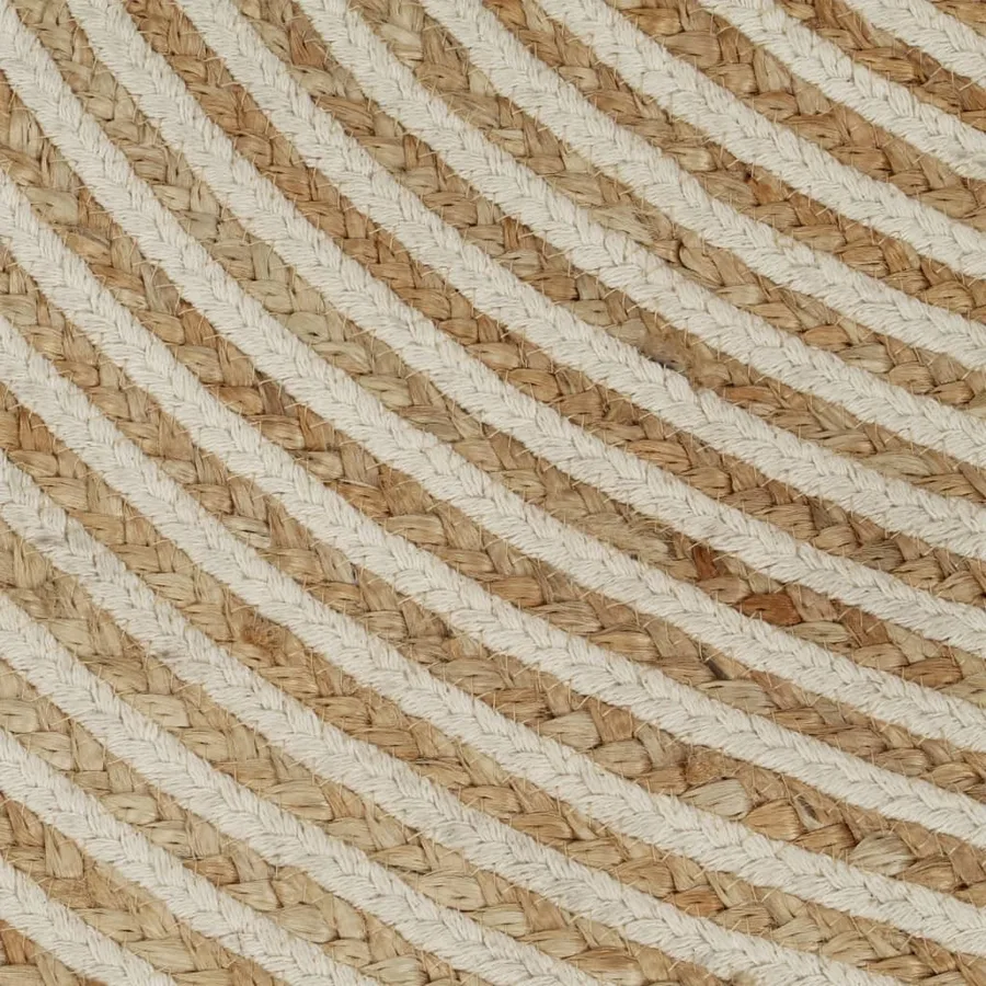 Tapis fait à la main Jute avec design de spirale Blanc 120 cm - 5