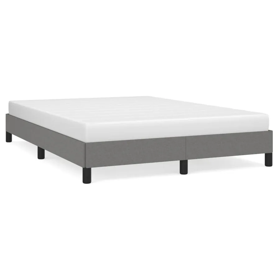 Cadre de lit sans matelas gris foncé 140x200 cm tissu - 2