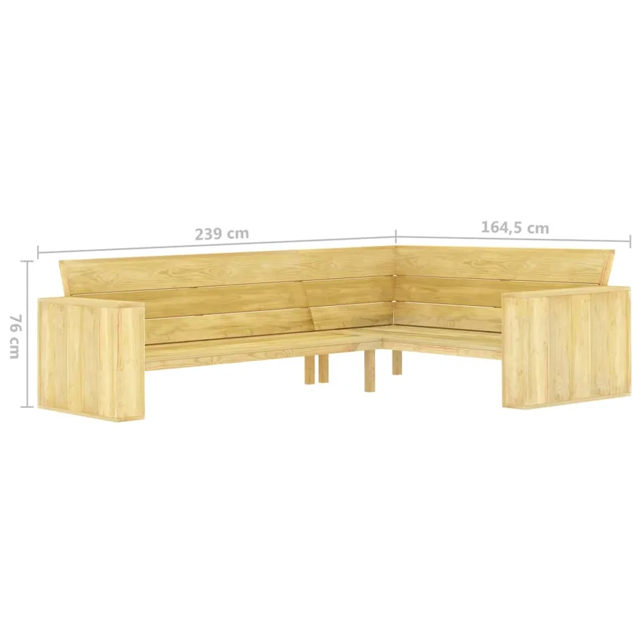 Banc d'angle de jardin 239 cm Bois de pin imprégné - 6