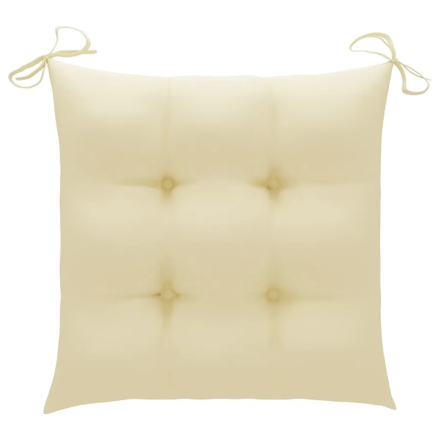 Chaises de jardin lot de 2 et coussins blanc crème Teck massif - 7