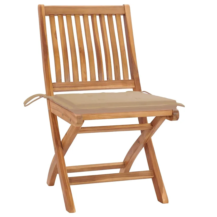 Chaises pliables de jardin avec coussins lot de 4 Teck solide - 2