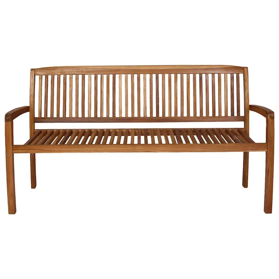 Banc 3 places empilable de jardin 159 cm Bois de teck solide - 2