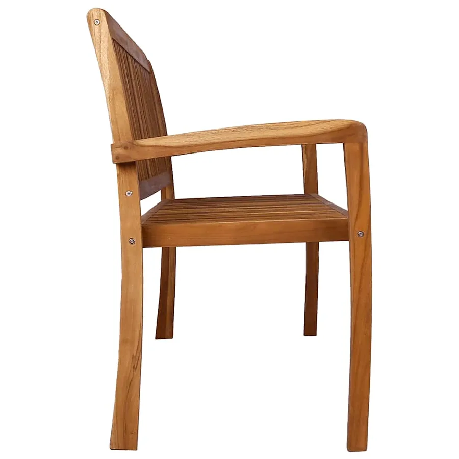 Banc 3 places empilable de jardin 159 cm Bois de teck solide - 3