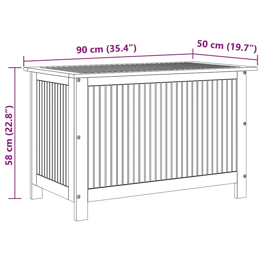 Boîte de rangement de jardin 90x50x58 cm bois d'acacia massif - 11