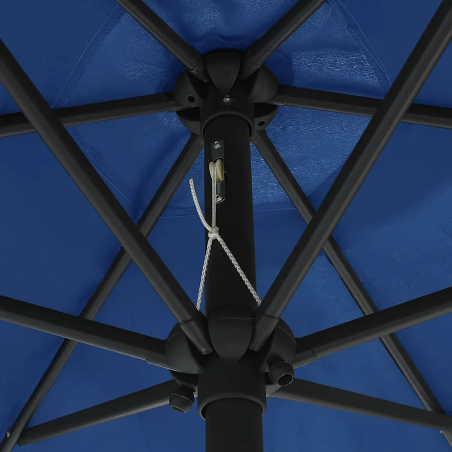 Parasol de jardin et mât en aluminium 270x246 cm Bleu azuré - 5
