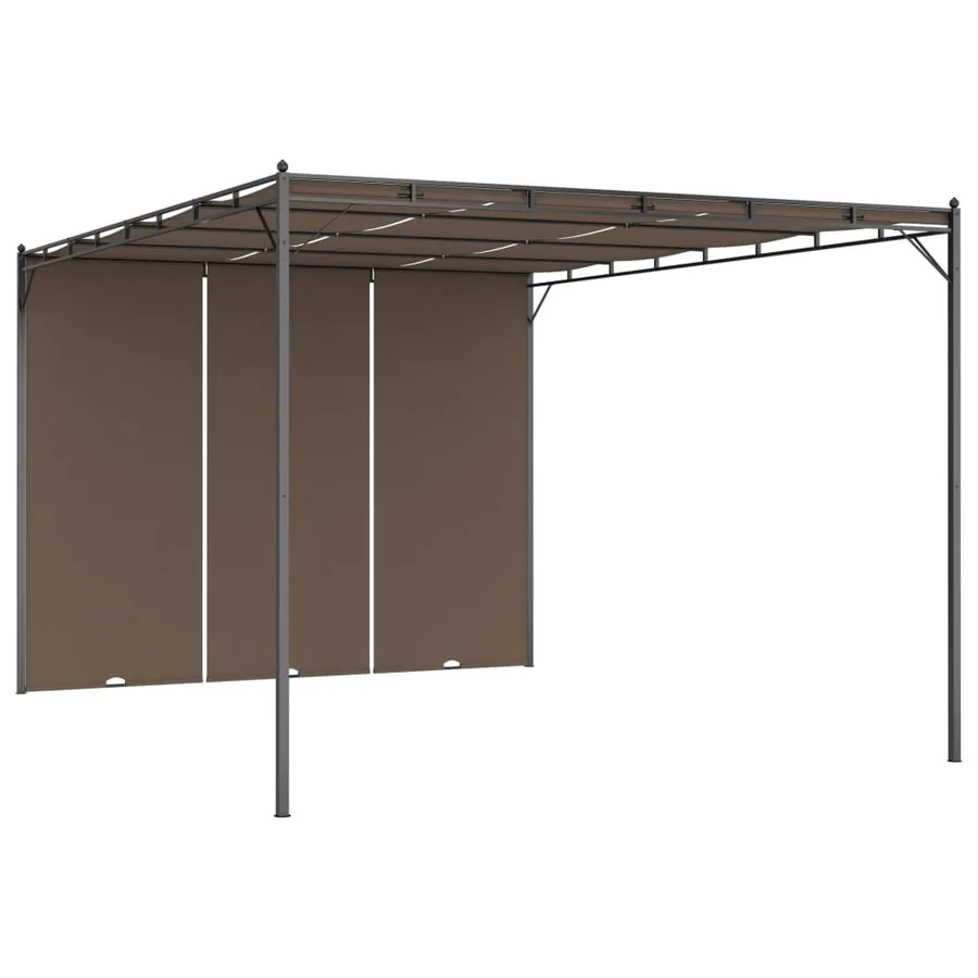 Belvédère de jardin avec rideau latéral 4x3x2,25 m Taupe - 2