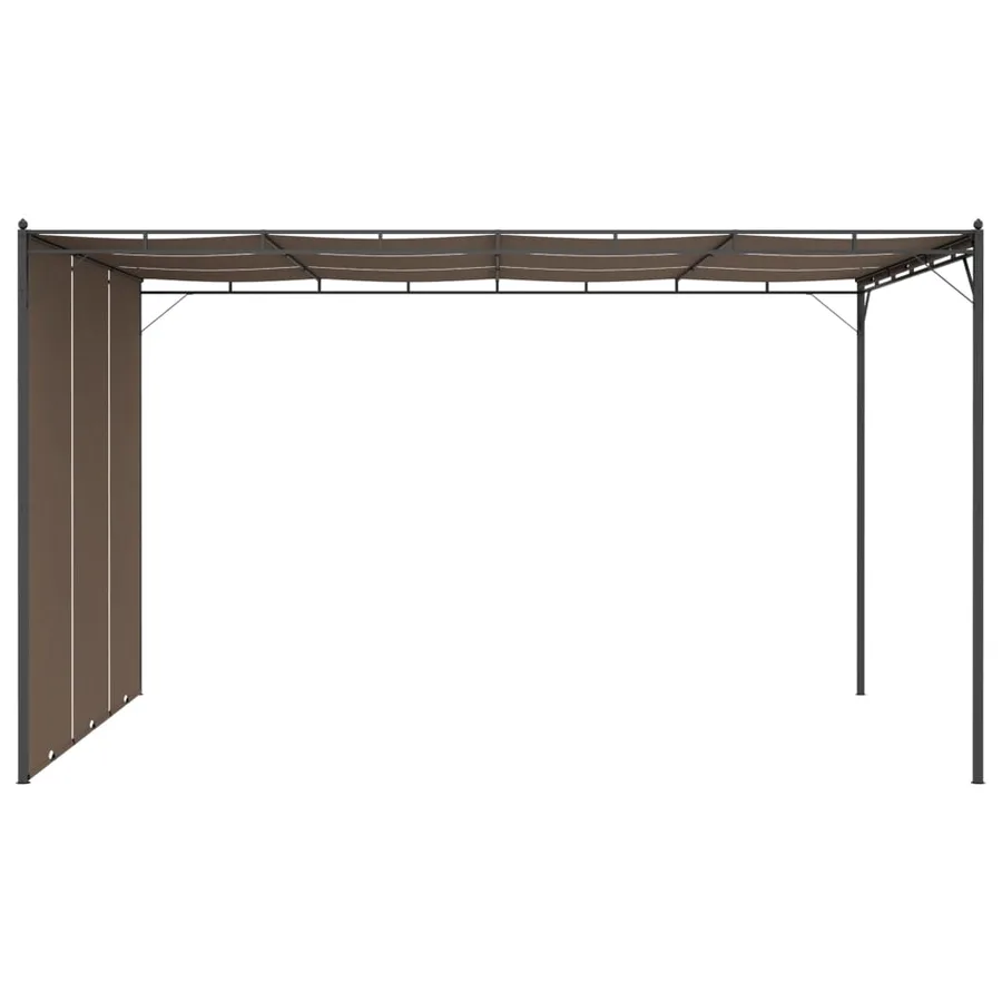 Belvédère de jardin avec rideau latéral 4x3x2,25 m Taupe - 4