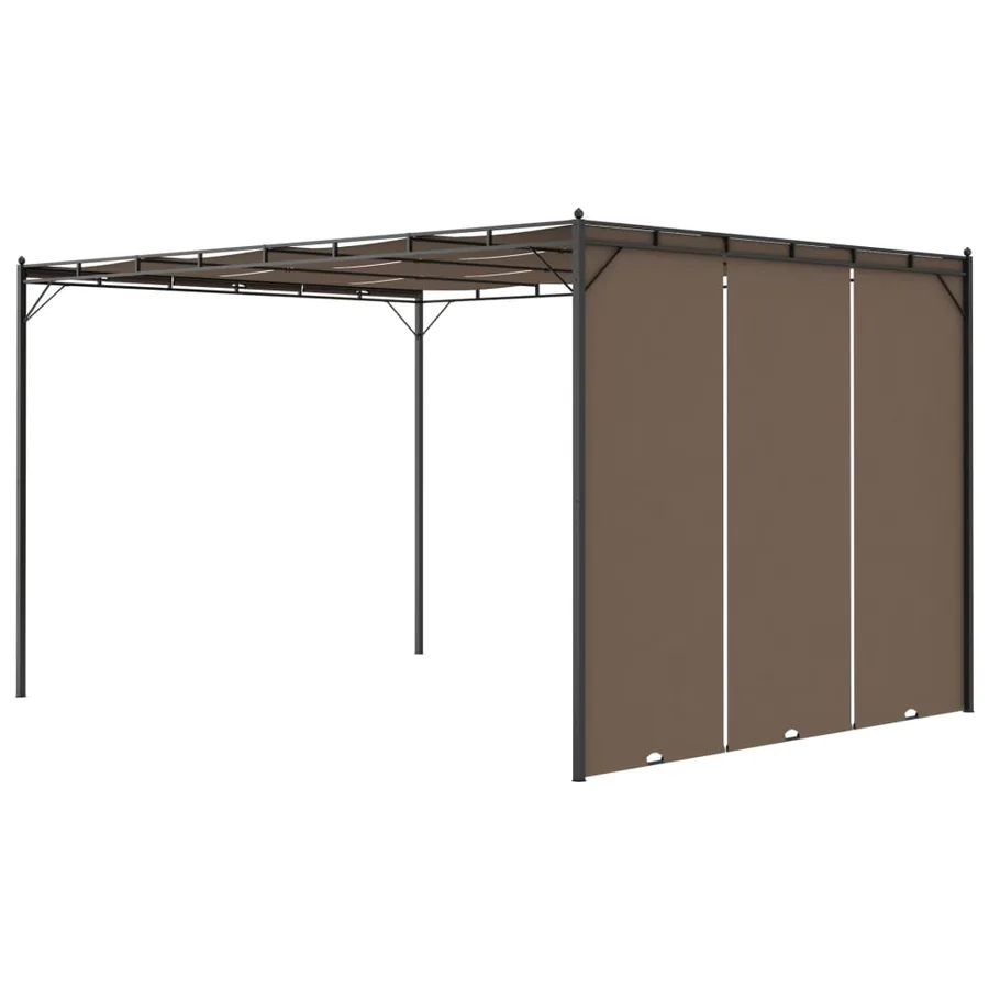 Belvédère de jardin avec rideau latéral 4x3x2,25 m Taupe - 5