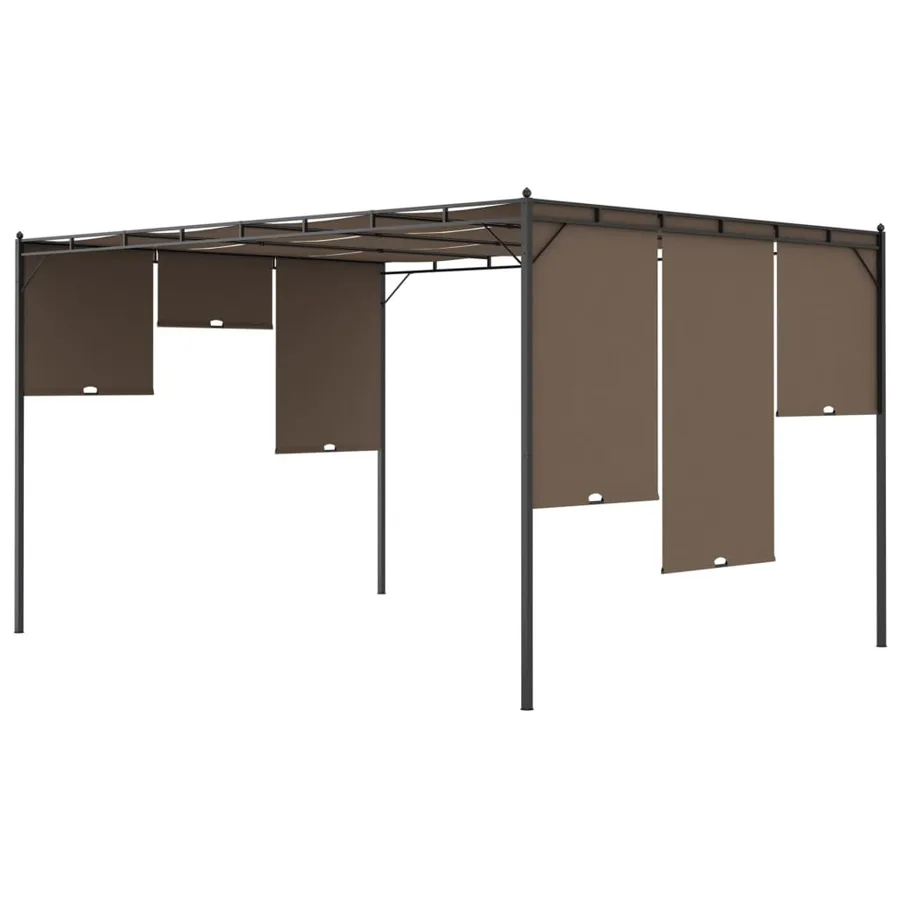 Belvédère de jardin avec rideau latéral 4x3x2,25 m Taupe - 7