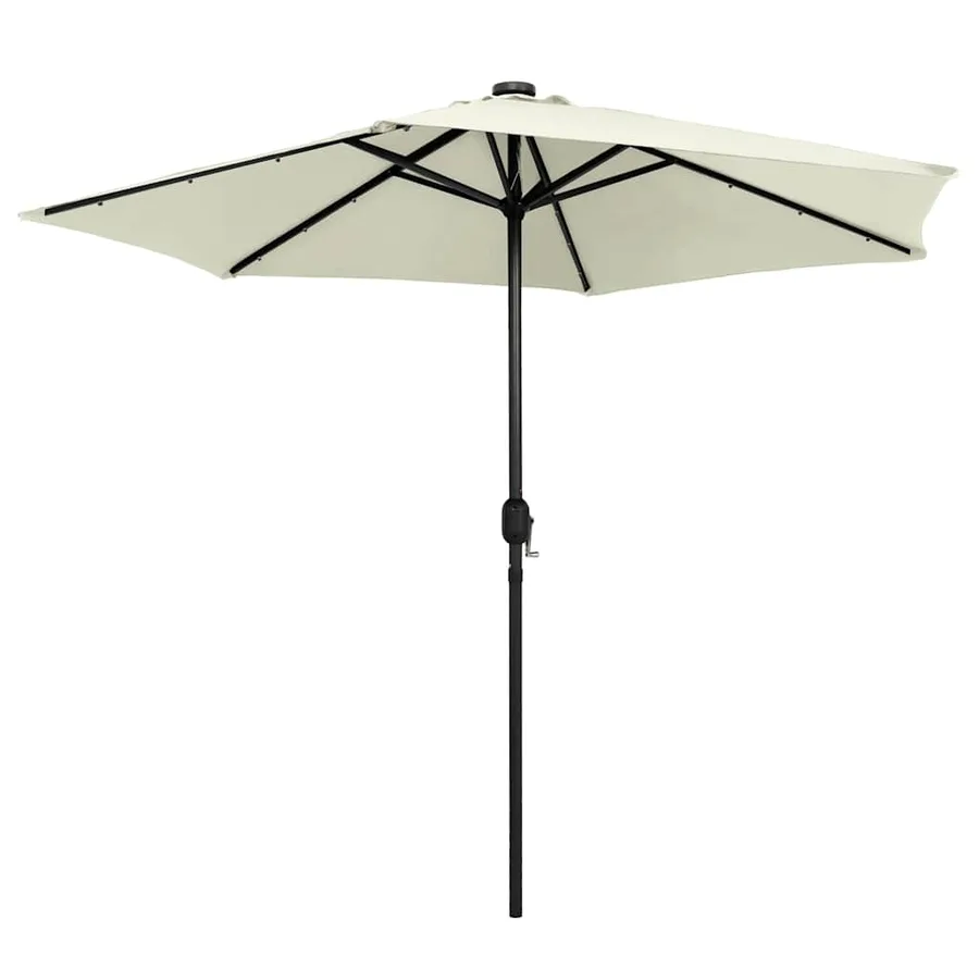 Parasol de jardin et lumières LED mât en aluminium blanc sable - 3