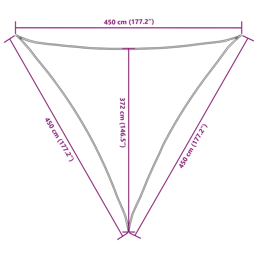 Voile de parasol tissu oxford triangulaire 4,5x4,5x4,5 m taupe - 10