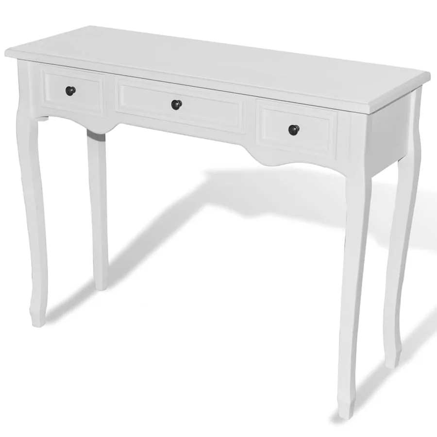 Table de console et coiffeuse avec 3 tiroirs Blanc - 2