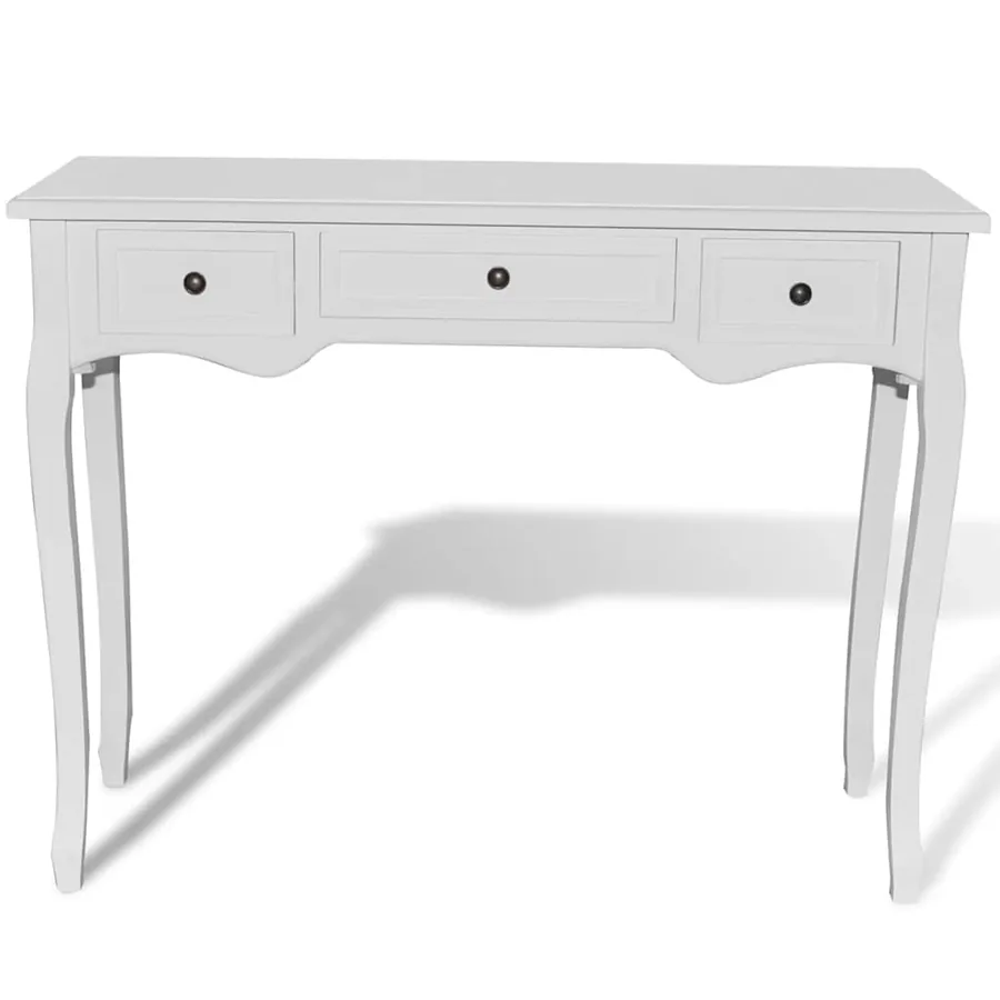 Table de console et coiffeuse avec 3 tiroirs Blanc - 5