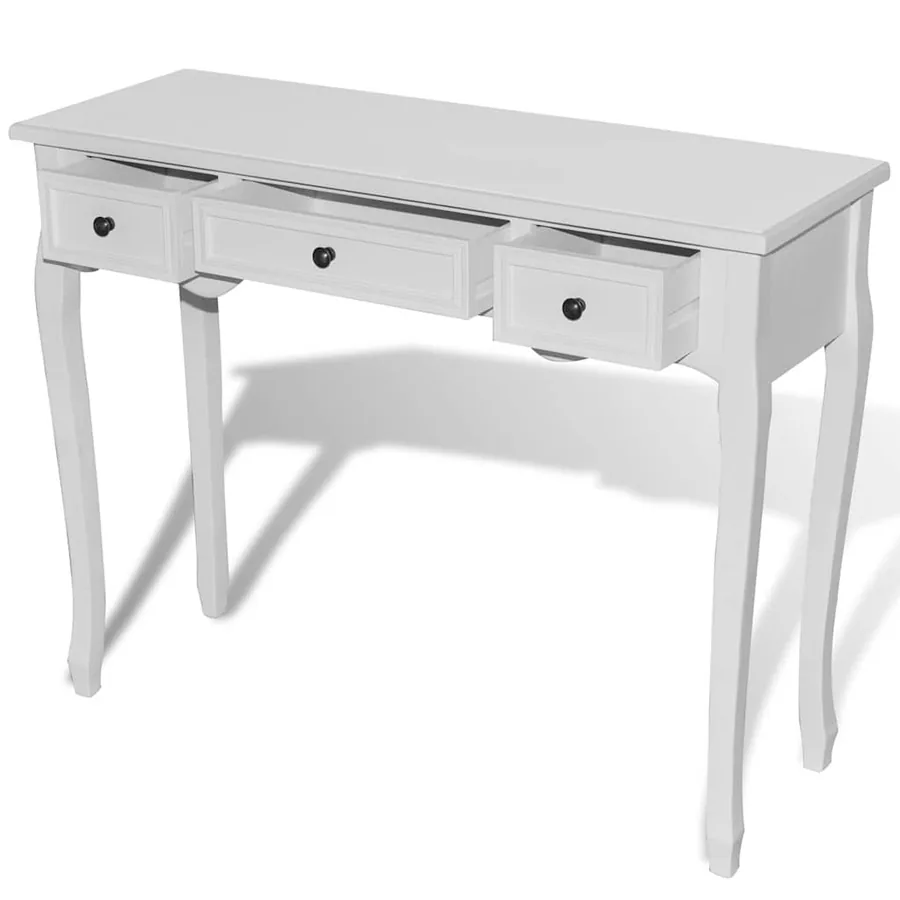 Table de console et coiffeuse avec 3 tiroirs Blanc - 6