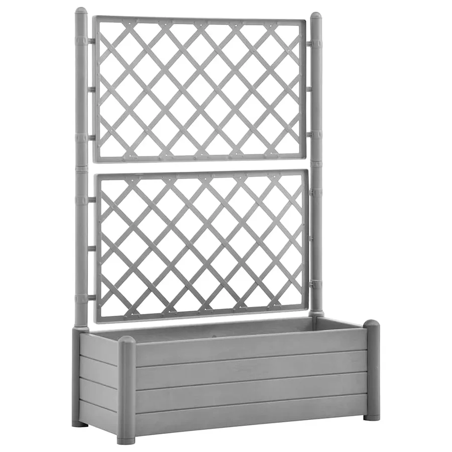 Jardinière avec treillis 100x43x142 cm PP Gris pierre - 2