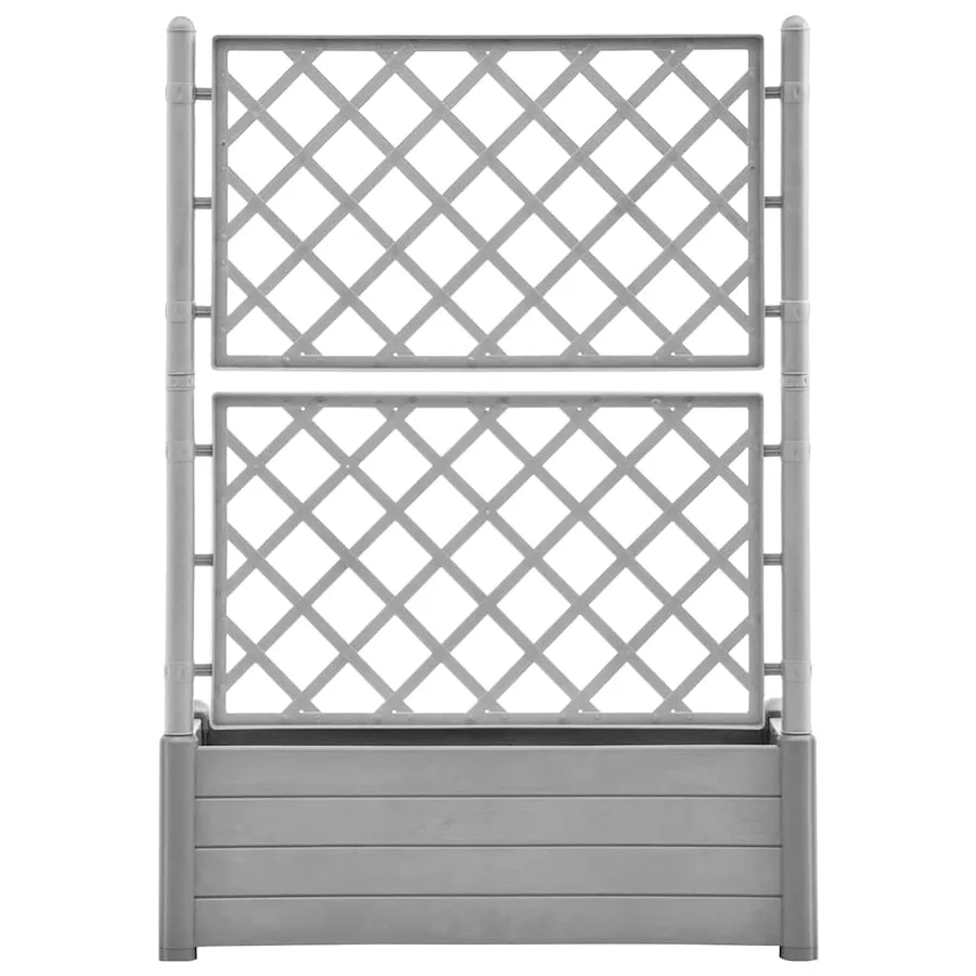 Jardinière avec treillis 100x43x142 cm PP Gris pierre - 4