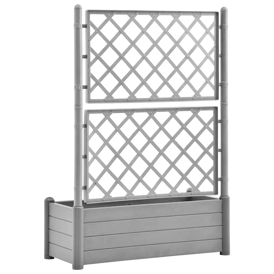 Jardinière avec treillis 100x43x142 cm PP Gris pierre - 6