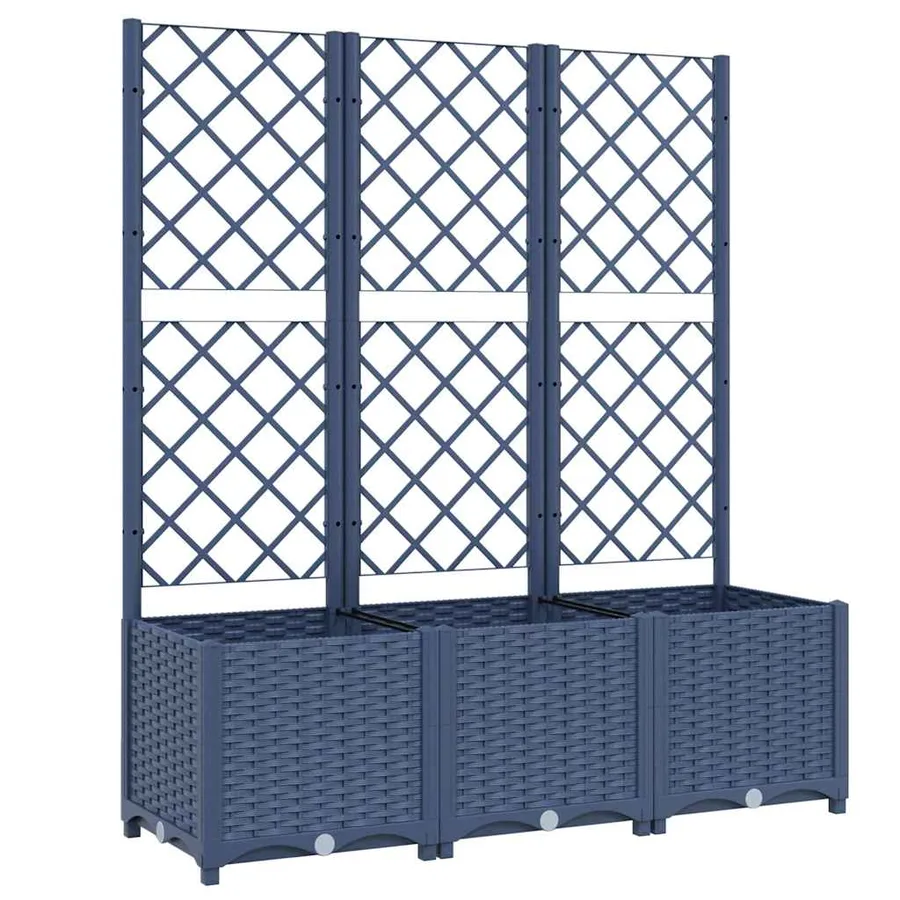 Jardinière avec treillis bleu gris 120x40x136 cm PP - 2