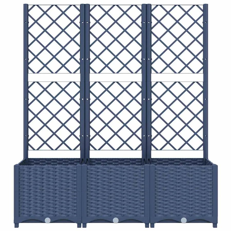 Jardinière avec treillis bleu gris 120x40x136 cm PP - 3