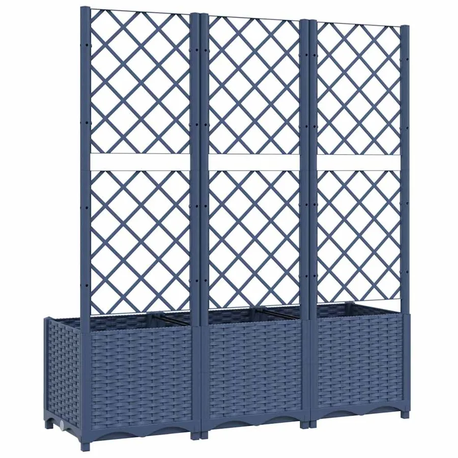 Jardinière avec treillis bleu gris 120x40x136 cm PP - 4