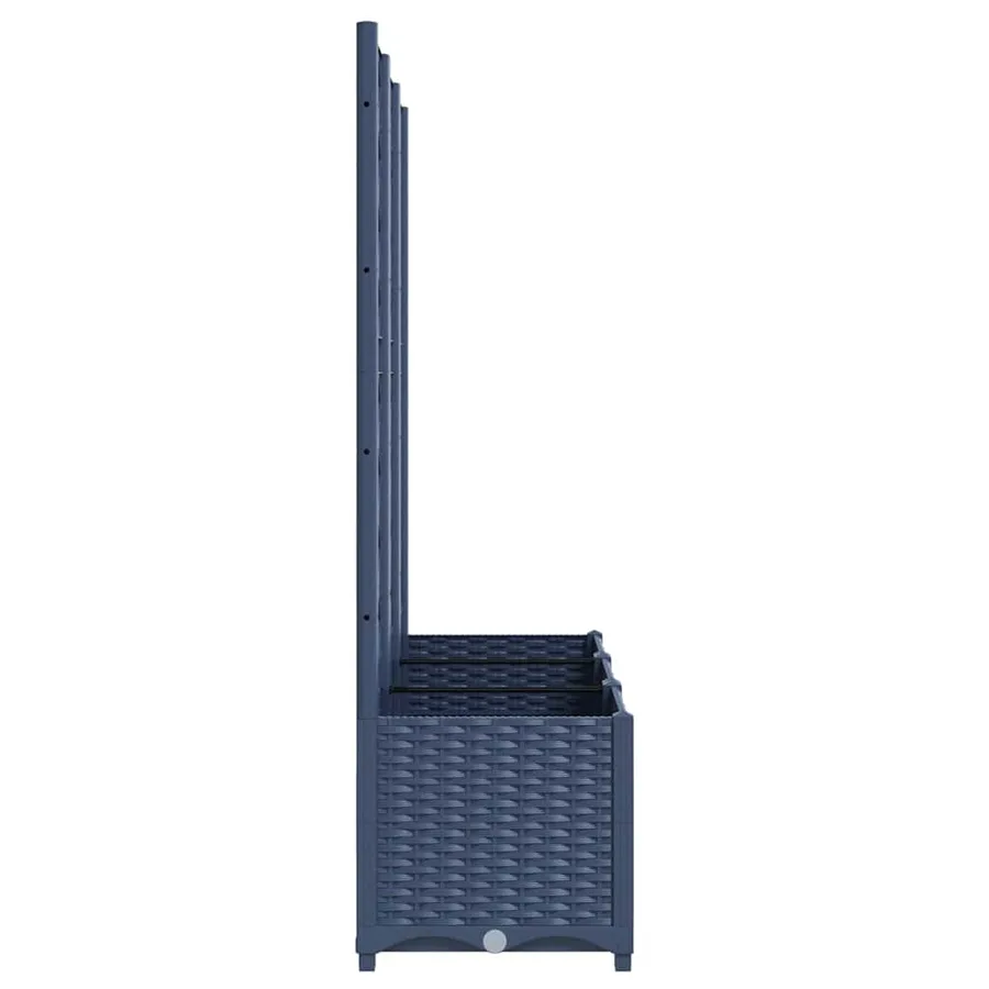 Jardinière avec treillis bleu gris 120x40x136 cm PP - 5