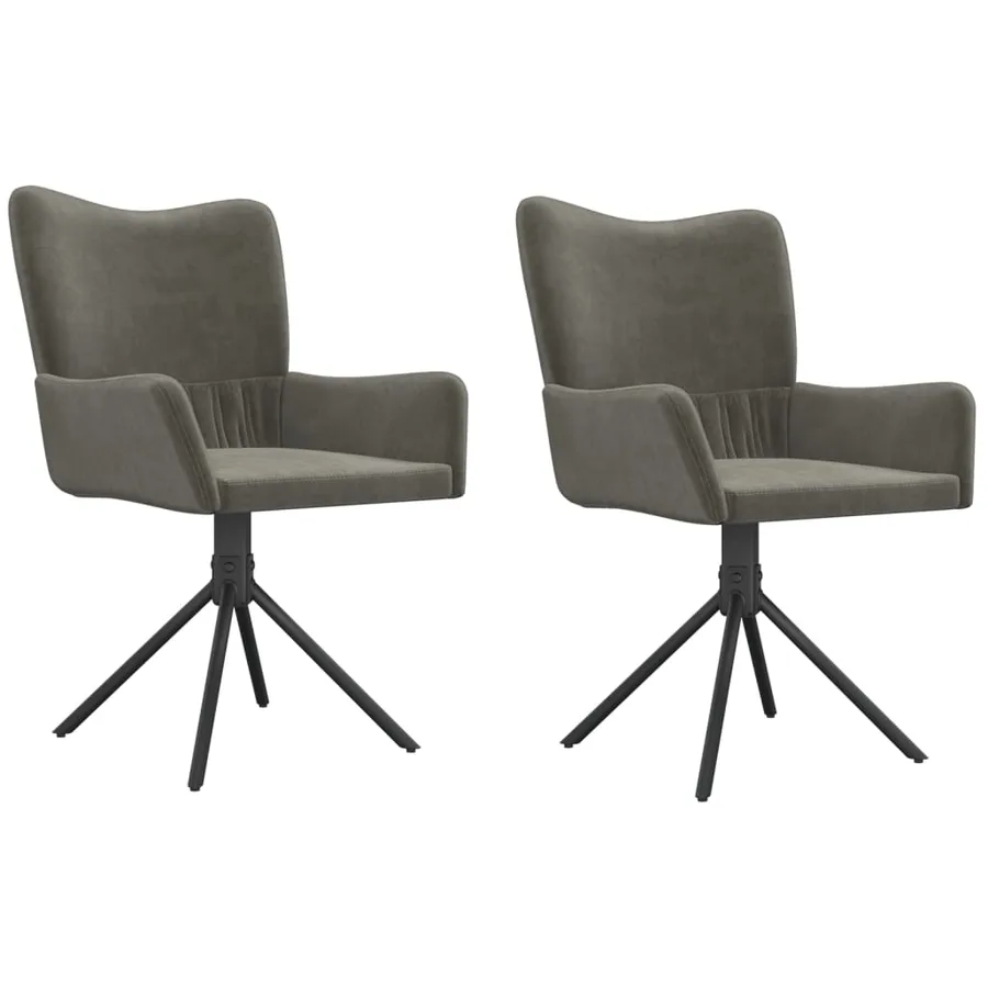 Chaises pivotantes à manger lot de 2 Gris foncé Velours - 2