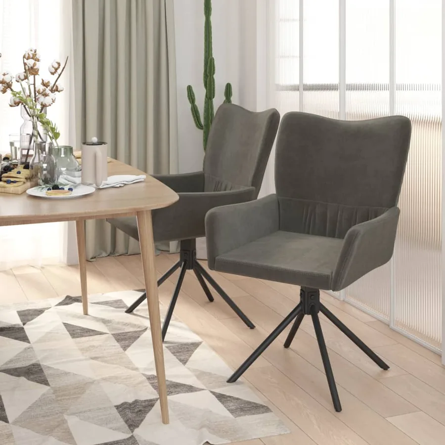 Chaises pivotantes à manger lot de 2 Gris foncé Velours - 3