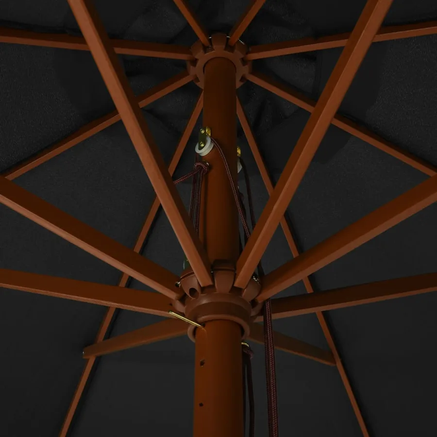 Parasol d'extérieur avec mât en bois 330 cm Anthracite - 4