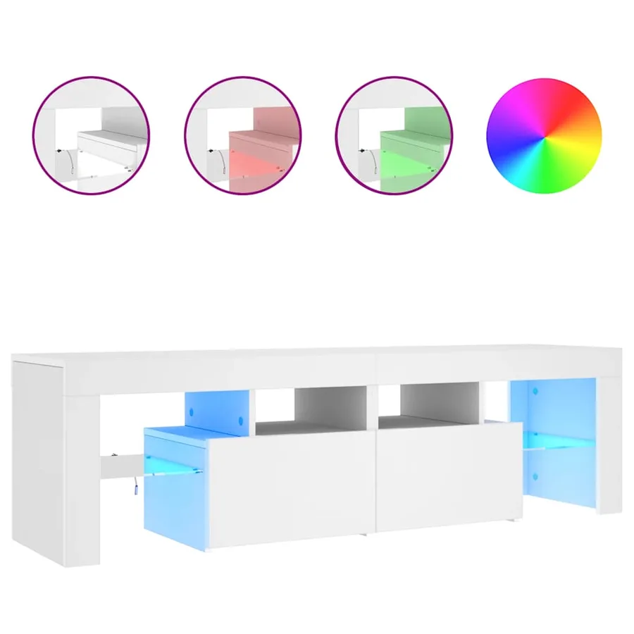Meuble TV avec lumières LED Blanc 140x36,5x40 cm - 2