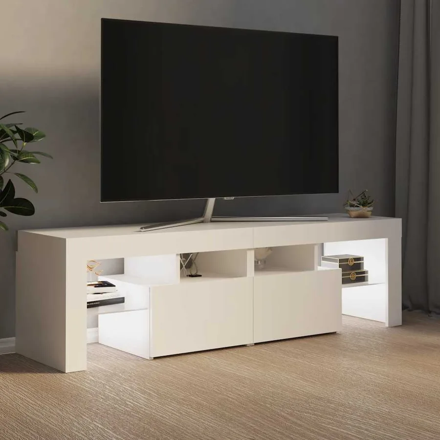Meuble TV avec lumières LED Blanc 140x36,5x40 cm - 3