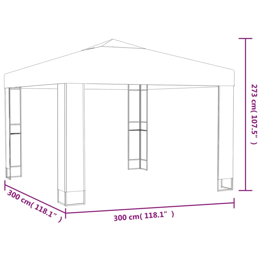 Tonnelle avec toit double 3x3 m Anthracite - 5