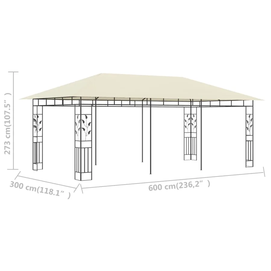 Belvédère avec moustiquaire 6x3x2,73 m Crème - 6
