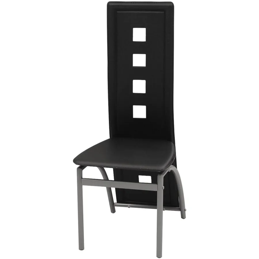 Chaises à manger lot de 4 noir similicuir - 3