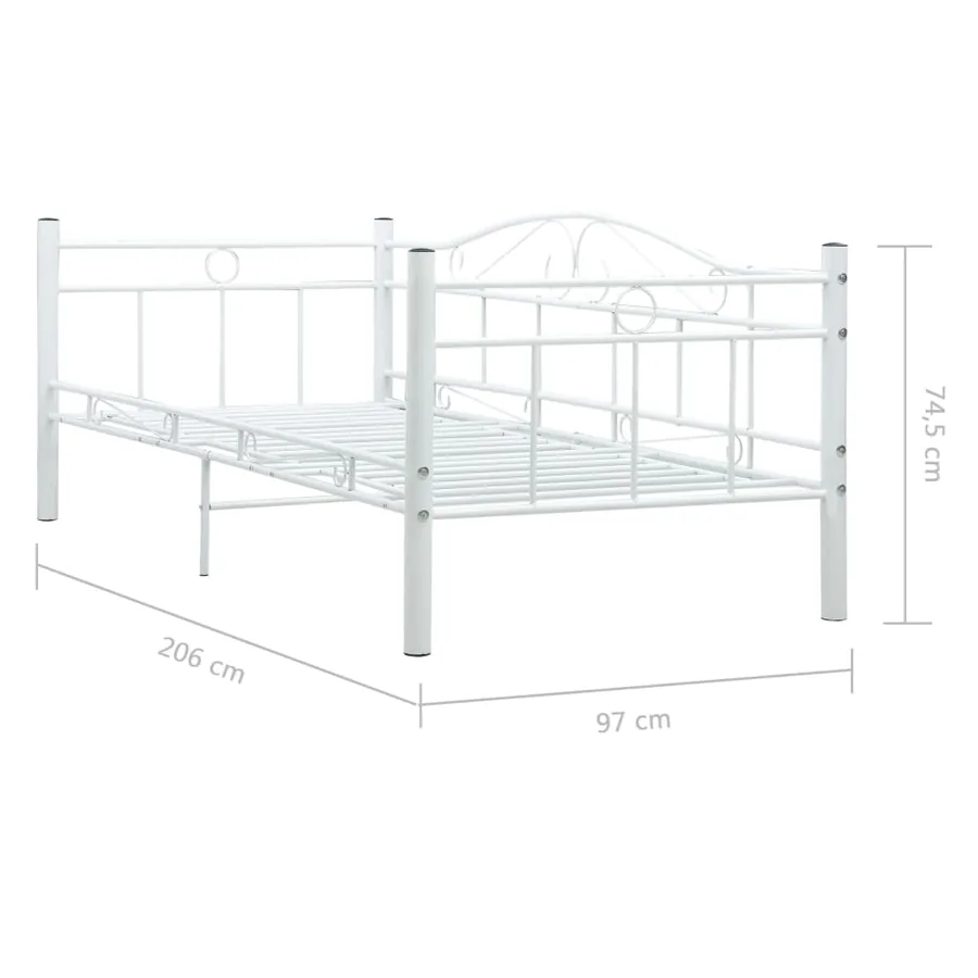 Cadre de lit de repos sans matelas Blanc Métal 90x200cm - 6