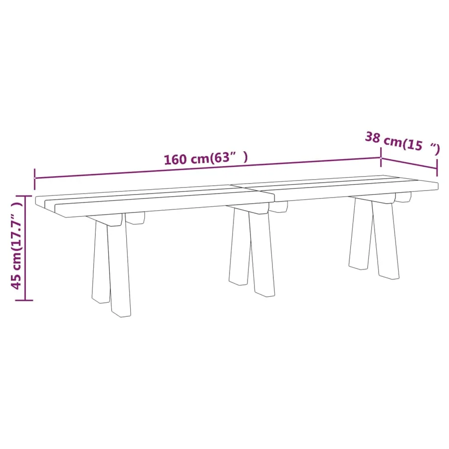 Banc de jardin 160 cm bois de pin massif imprégné - 7